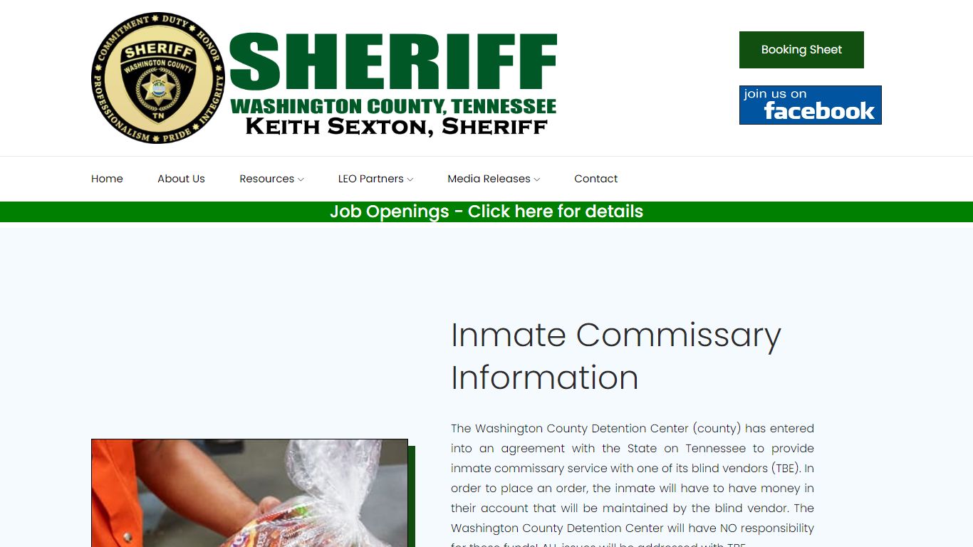 Washington County Sheriff's Office - Inmate Commissary Information - WCSO