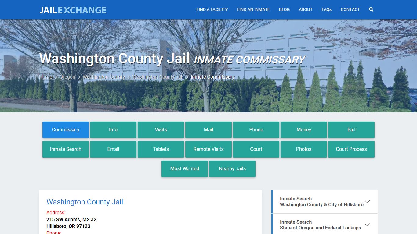 Inmate Commissary, Care Packs - Washington County Jail, OR