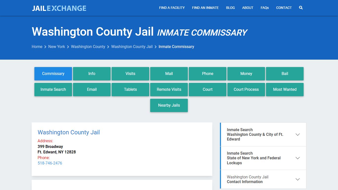 Inmate Commissary, Care Packs - Washington County Jail, NY